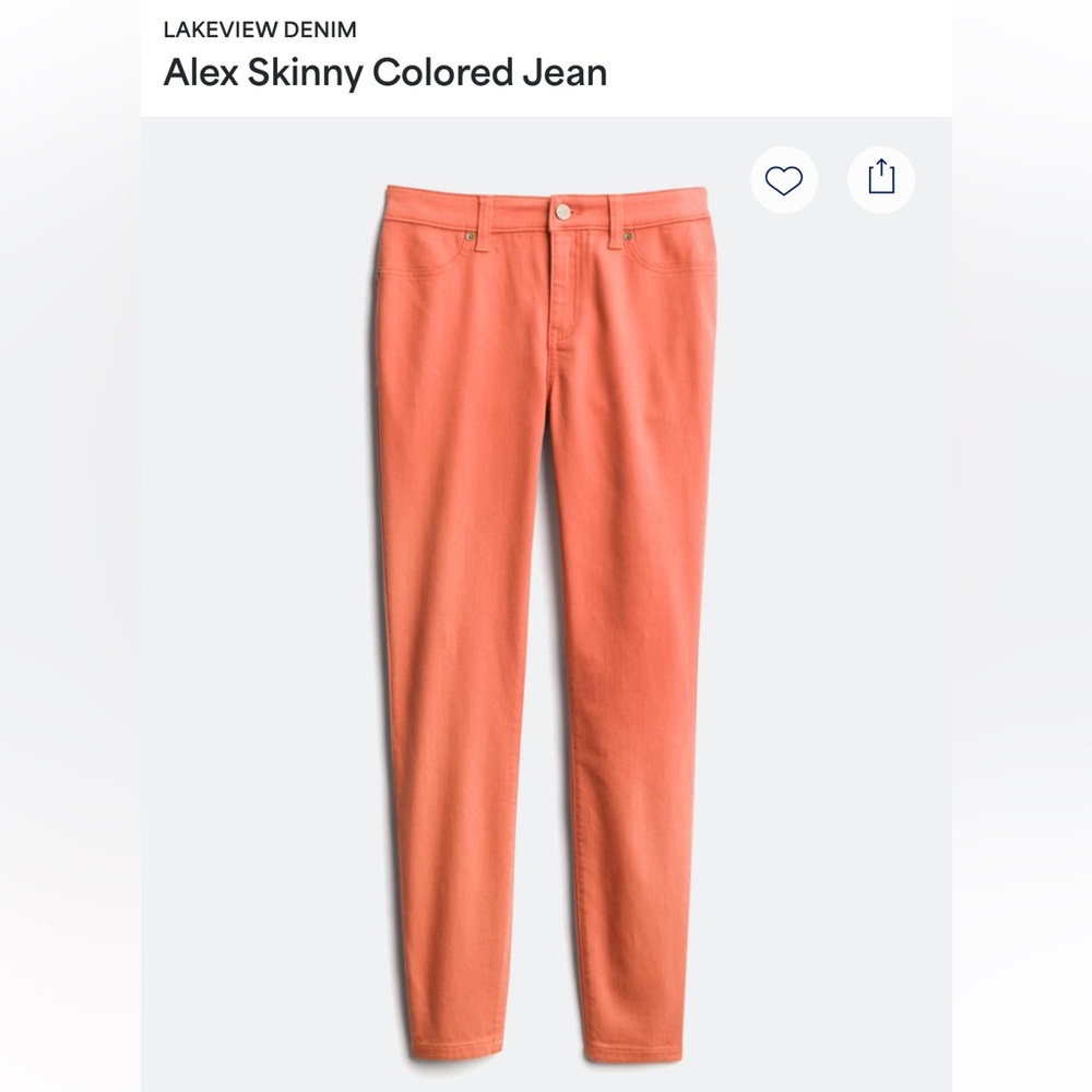 NWOT🎉 Lakeview Denim Alex Skinny Mid Rise Salmon Coral Jeans from StitchFix